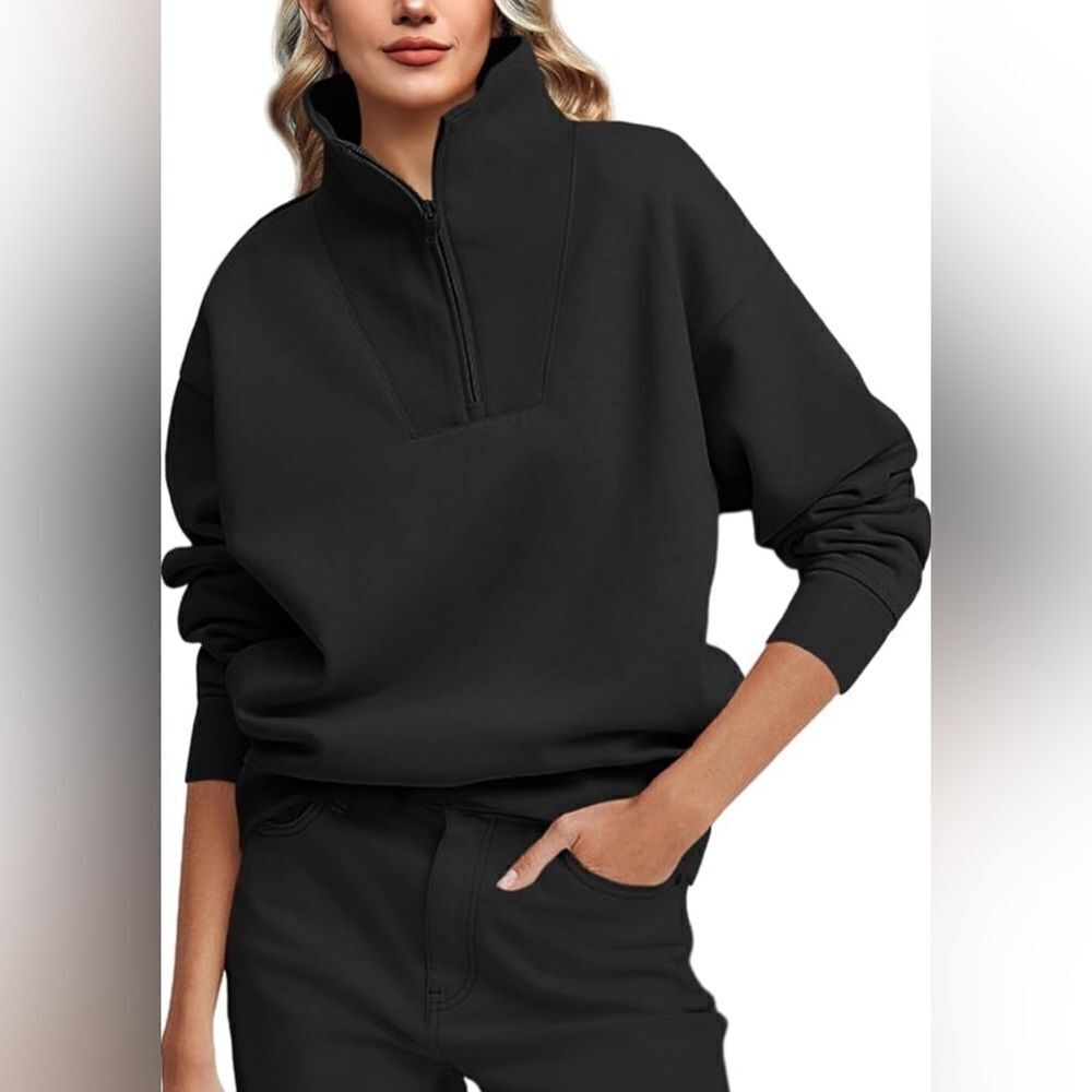 Women’s Quarter Zip Stand Up Collar Long Sleeve Sweatshirt Size S NWT